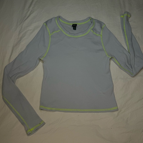 wild fable Other - WILD FABLE Shirt Blue with Neon Green Stitching Long Sleeve / XL / Stitch Ribbed